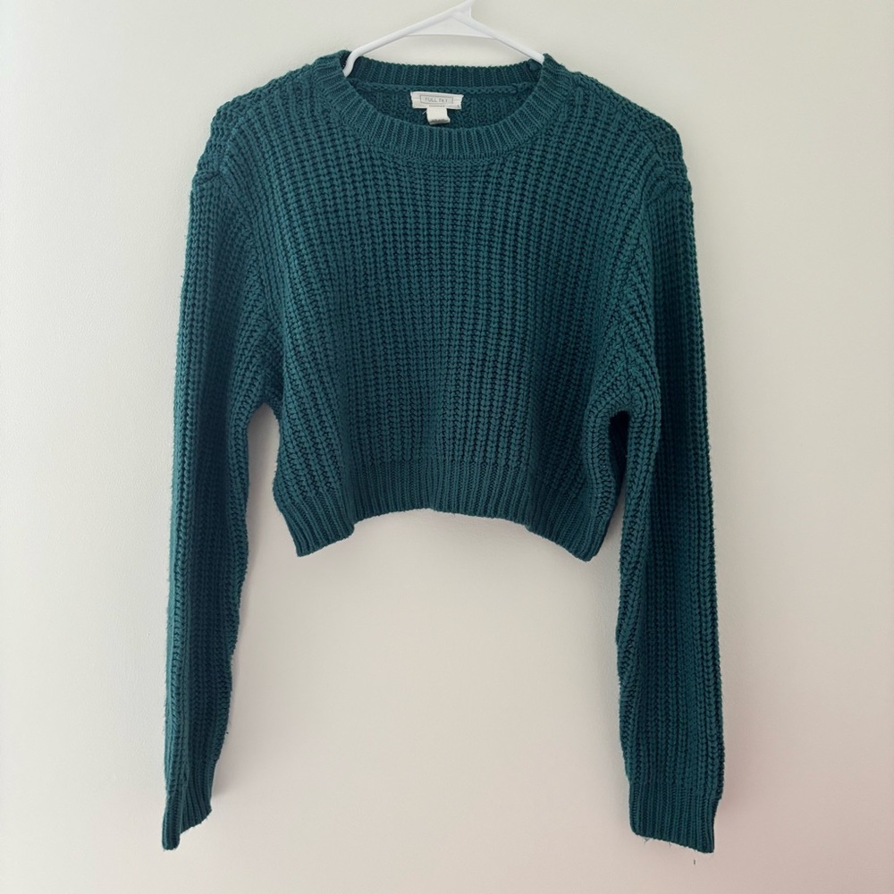 Full Tilt Woman’s Cropped Sweater Green/Teal